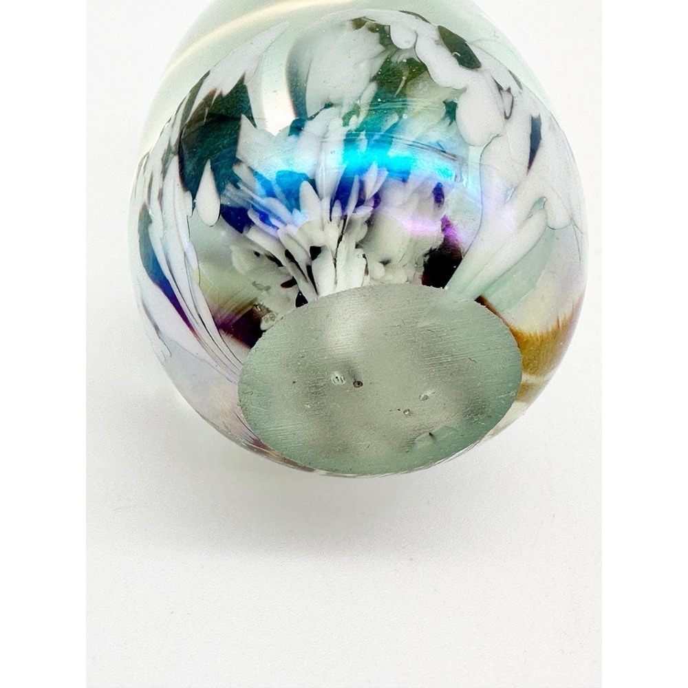Vtg 1987 Mount St. Helens Ash Glass Egg Paperweight Signed MSH Purple Flower - Picture 6 of 8